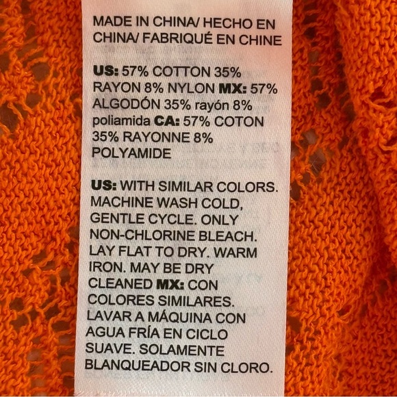 Chico’s Lily open front Cardigan Sweater Long Sleeve Orange open knit SZ 3/XL - Picture 7 of 9
